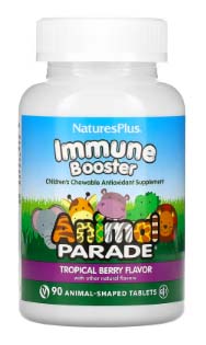 NaturesPlus, Animal Parade, Kids Immune Booster, Tropical Berry, 90 Animal-Shaped Tablets