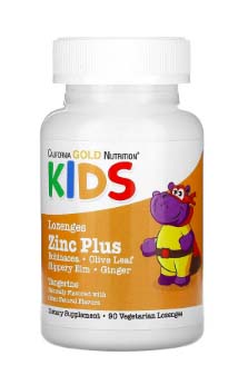California Gold Nutrition, Zinc Plus Lozenge For Children, Natural Tangerine, 90 Lozenges