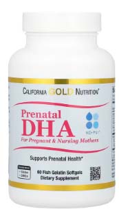 California Gold Nutrition, Prenatal DHA, Omega-3 Fatty Acids DHA and EPA plus Choline for Pregnant and Nursing Mothers, 900 mg, 60 Fish Gelatin Softgels (450 mg per Softgel)